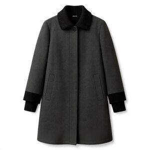 Dennis by Dennis Basso Wool Blend Rib Knit Stand Collar Coat Jacket Women's XL